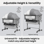 WROS 3-in-1 Baby Bassinet Bedside Sleeper with Adjustable Height, Mosquito Net and Lockable Wheels